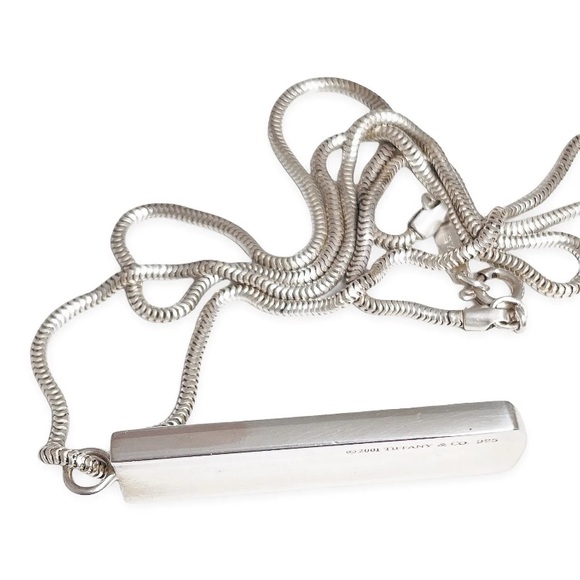 Authentic Rare Vintage Tiffany & Co. 925 Sterling Silver 1837 Bar Pendant - Picture 8 of 13